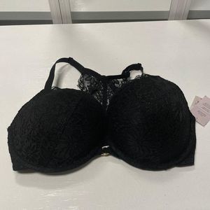 $ Womens Push Up Demi Coverage Racerback Bra Size 34DD Black NWT